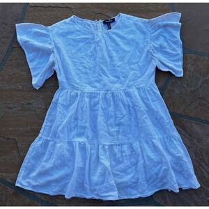 Modcloth White Flutter Of Brilliance Tiered Shift Mini Dress Medium Boho